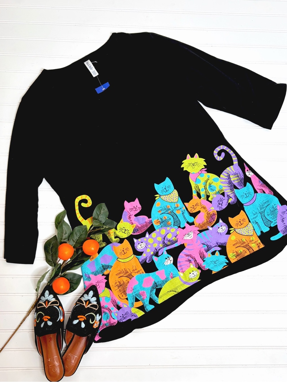 Mac & Belle Graphic Kitty Pullover Knit Tunic